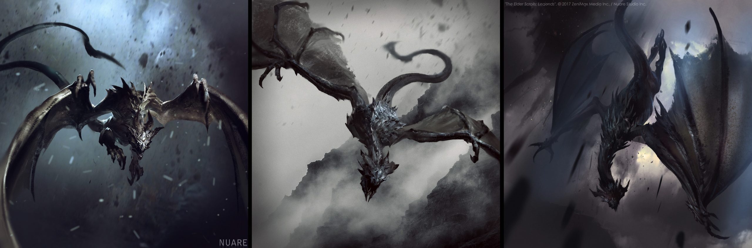 TES: Legends — Heroes of Skyrim: Skyborn Dragon Sketches 6061x2000