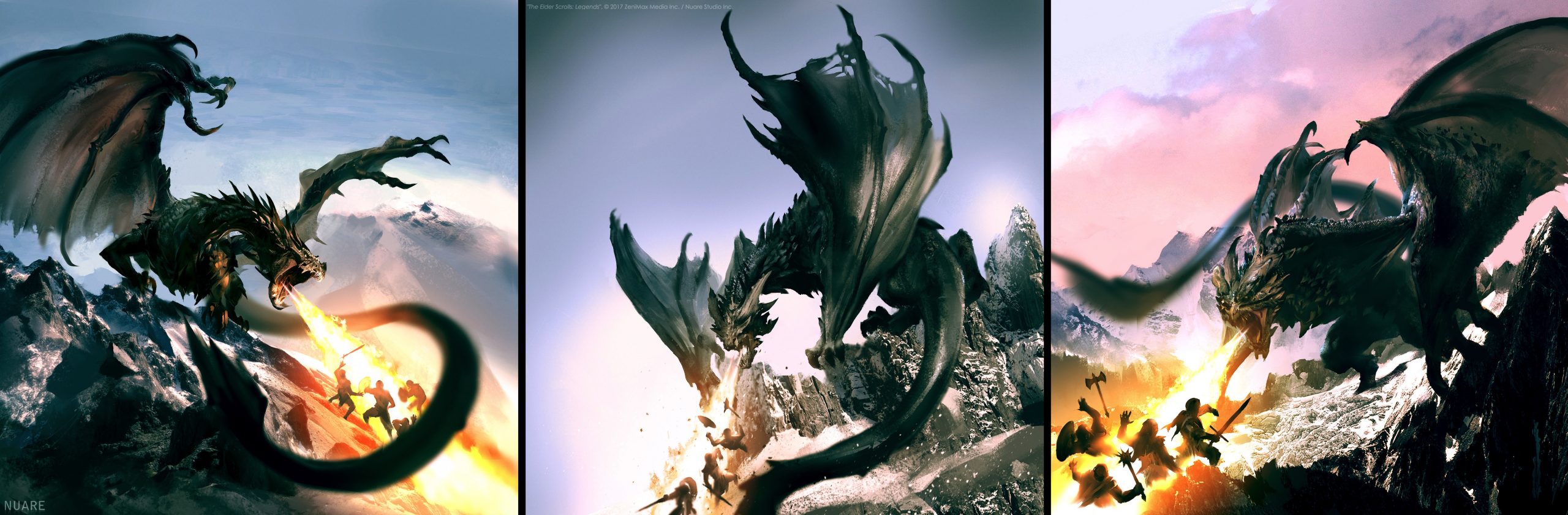 TES: Legends — Heroes of Skyrim: Wildfire Dragon Sketches 6092x2000