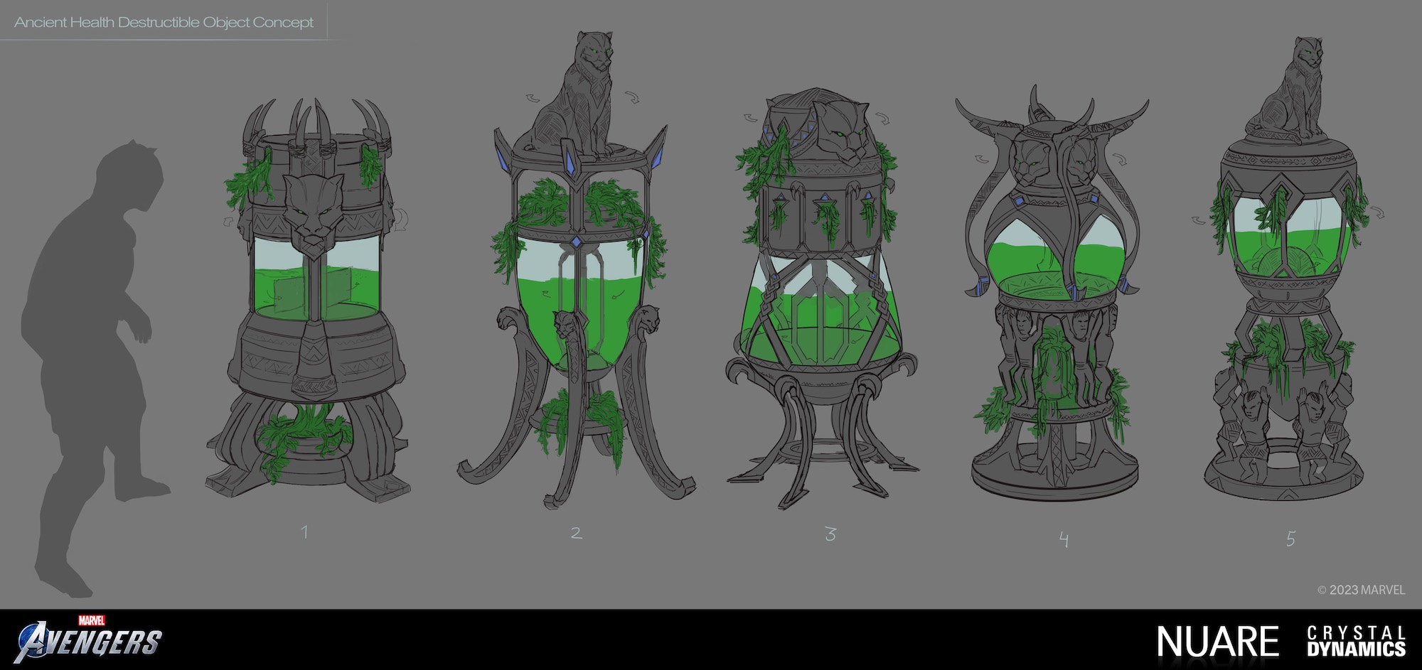 Marvel's Avengers: Ancient Health Destructible sketches 2000x943
