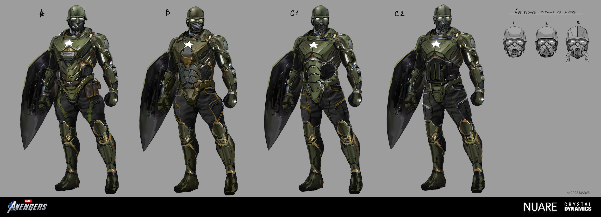 Marvel's Avengers: CAP Hydra Supreme sketches 2500x905