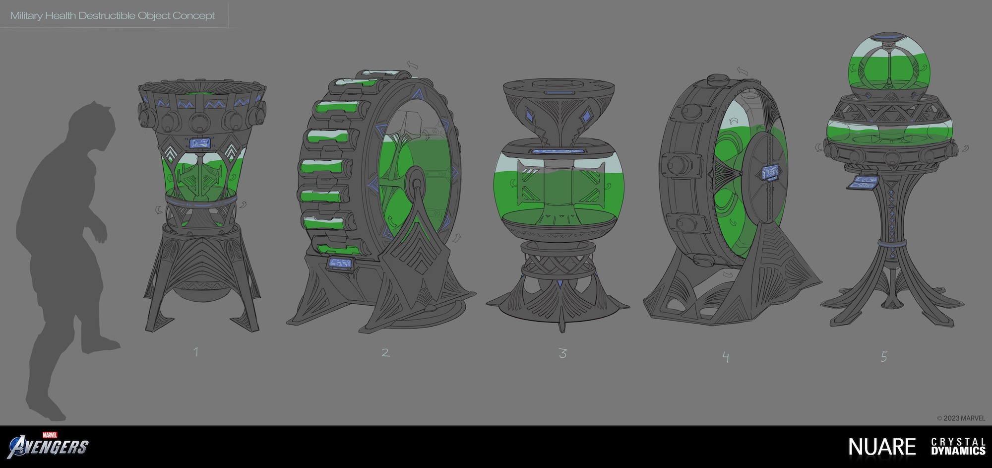 Marvel's Avengers: Military Health Destructible sketches 2000x943