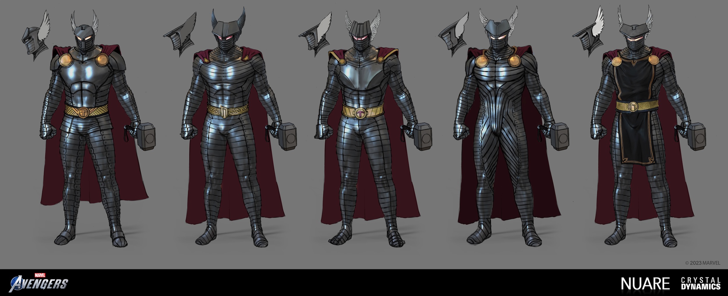 Marvel's Avengers: Thor Destroyer Armor sketches 2500x1017