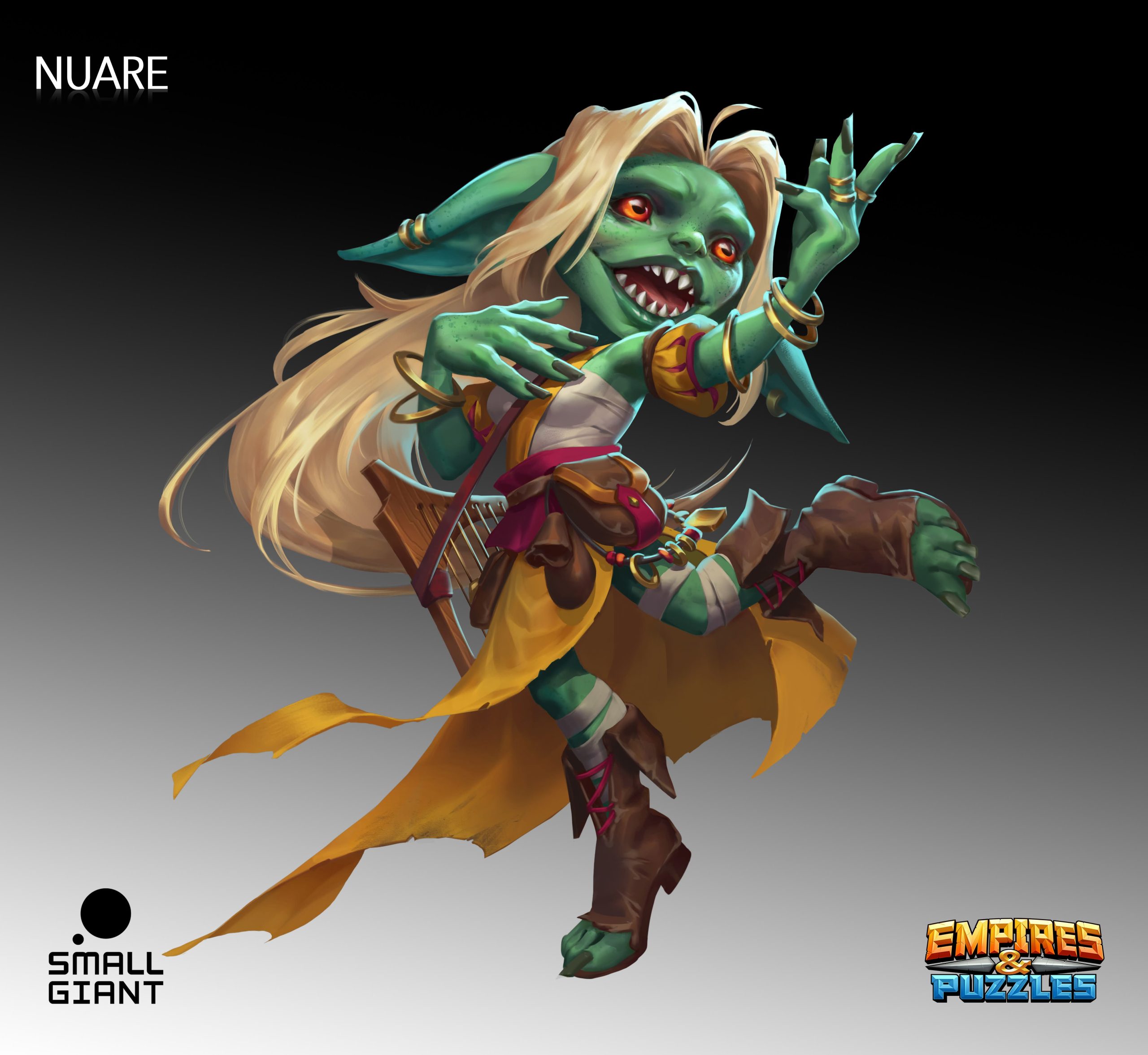 Empires & Puzzles: goblin bard female optimised